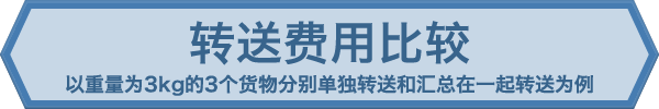 转送费用比较 以重量为3kg的3个货物分别单独转送和汇总在一起转送为例