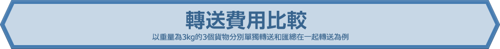 轉送費用比較 以重量為3kg的3個貨物分別單獨轉送和匯總在一起轉送為例
