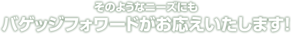 そのようなニーズにもバゲッジフォワードがお応えいたします！