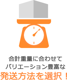 合計重量に合わせてバリエーション豊富な発送方法を選択!